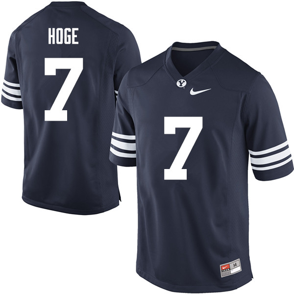 Men #7 Beau Hoge BYU Cougars College Football Jerseys Sale-Navy
